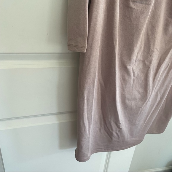 Asos Taupe Semi Formal Dress with V-Neck Gathered Bust and 3/4 Sleeves - Picture 8 of 13